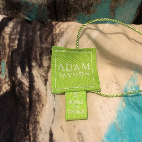 Adam Jacobs Silky Windbreaker Jacket Full Front Zipper 2 Slip Pockets Blue/Brown - Picture 5 of 10